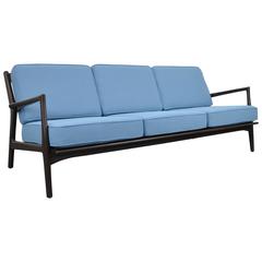 Extra Long Danish Modern Light Blue Sofa by Ib Kofod-Larsen for Selig 
