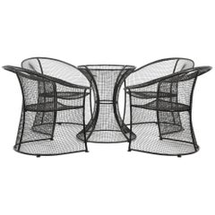 Russell Woodard Woven Wire Mesh Outdoor Patio Table and Four Chairs Restored