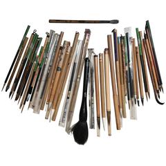 Artisan's Cache of 41 Old China Paint Calligraphy Bamboo Brushes