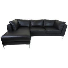 Design Within Reach Nicoletti Sectional Sofa in Black Leather