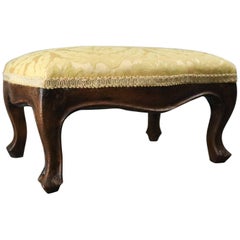 Antique French Louis XV Style Carved Walnut Upholstered Footstool, circa 1880