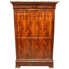 French Empire-Style Flame Mahogany Wood Fall Front Secretary