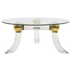 Glass, Lucite, and Brass Coffee Table, 1970s 7