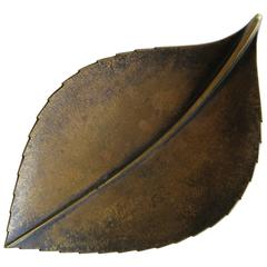 Large Solid Brass Leaf Sculpture by Carl Auböck, 1930s