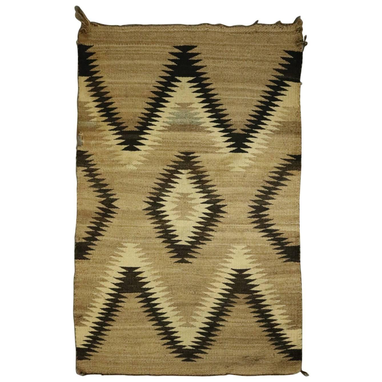 Antique Native American Indian Handwoven Eye Dazzler Wool Rug, circa 1900
