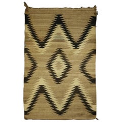 Antique Native American Indian Handwoven Eye Dazzler Wool Rug, circa 1900