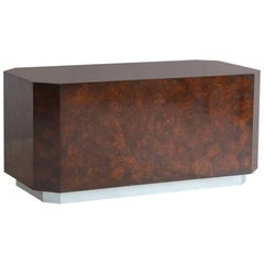 Carl Springer Style Rectangular Walnut with Chrome Recessed Base