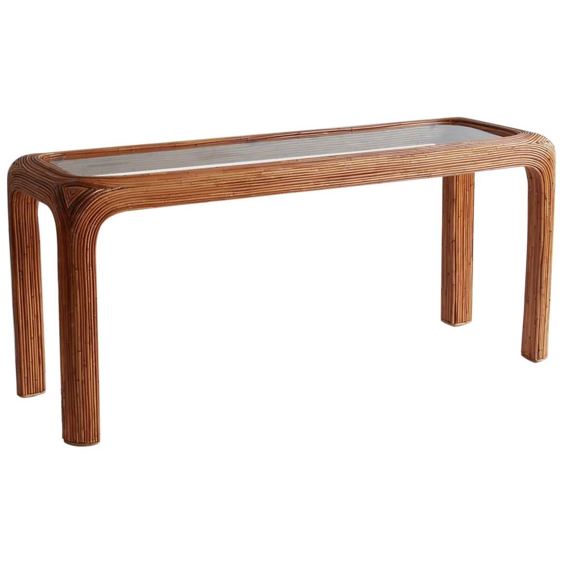 Gabriella Crespi Style Bamboo Console with Glass Top