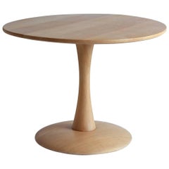 Round Low Oak Side Table on a Tulip Pedestal Base