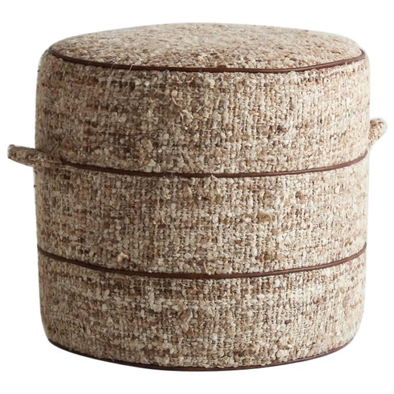 Nickey Kehoe Collection Small Round Hassock Upholstered in Boucle Fabric