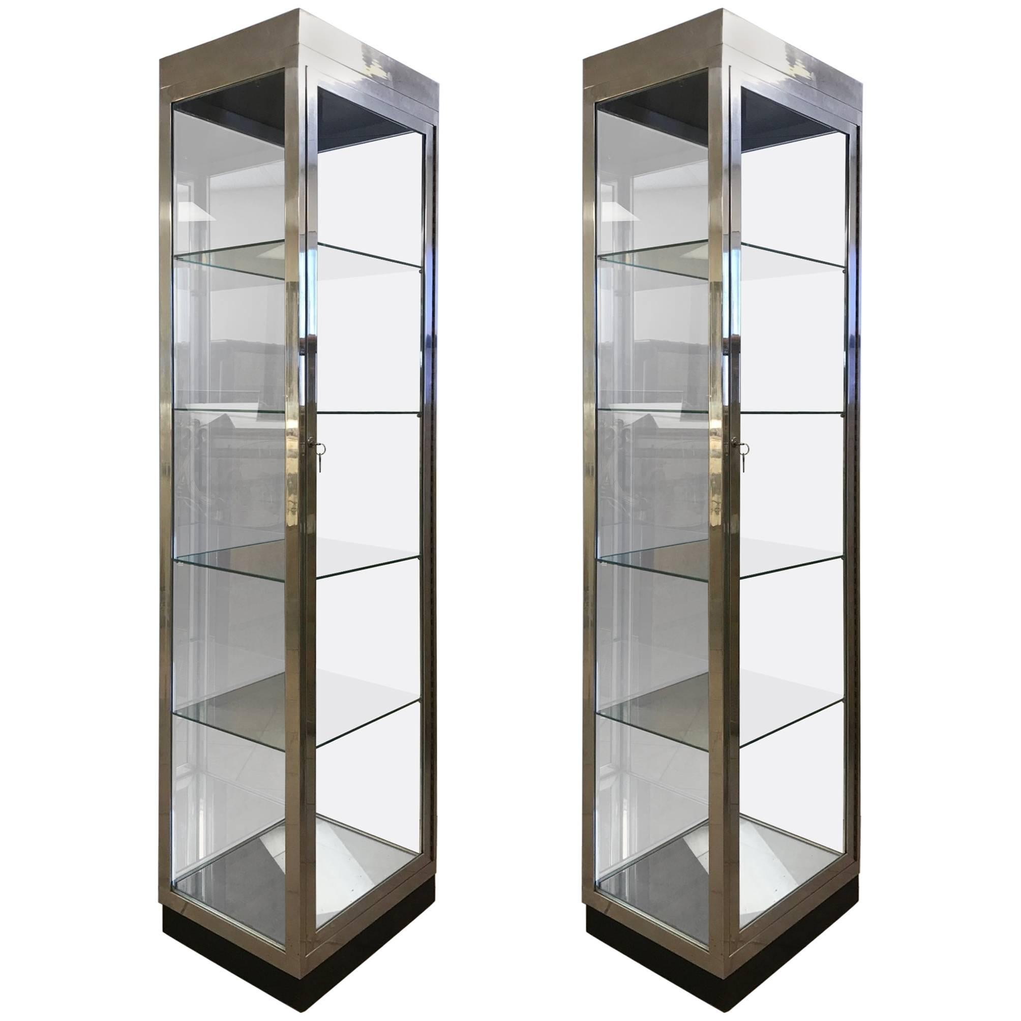 Pair of Vintage Aluminium and Glass Display Cabinets