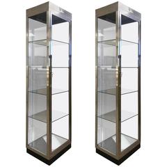 Pair of Vintage Aluminium and Glass Display Cabinets 1