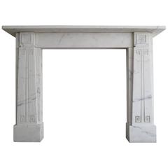 English Sir John Soane Style White Marble Fireplace Mantle 11