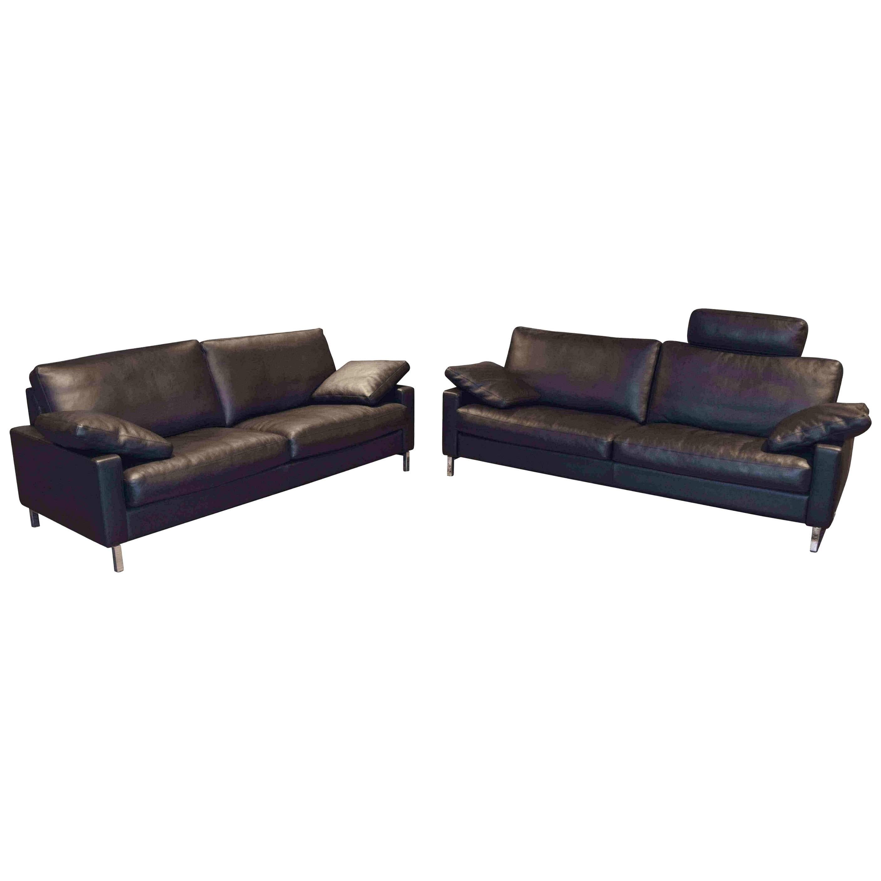 Set of Two Leather Sofas by Famous German Manufacture WK Wohnen For Sale