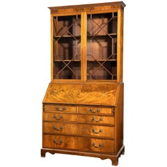 George III Period Mahogany Bureau Bookcase with Finely Matched Timbers
