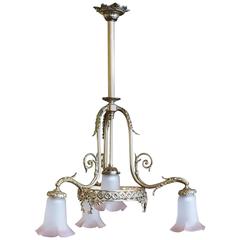 French Brass Three-Branch Chandelier