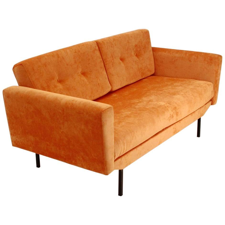 Italian Orange Velvet Sofa Bed