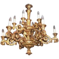 19th Century Carved Giltwood Chandelier 5