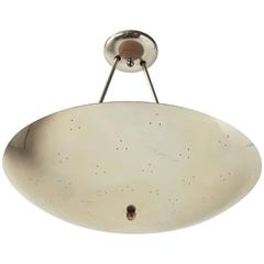 Brass Plated Pierced Aluminium Shade Flush Mount 4 Light Bulbs , 1950s , USA 3