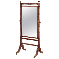 George III Period Mahogany Cheval Mirror on Finely Turned Supports