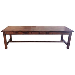 20th Century Walnut Farmhouse Country Hall Table with two drawers