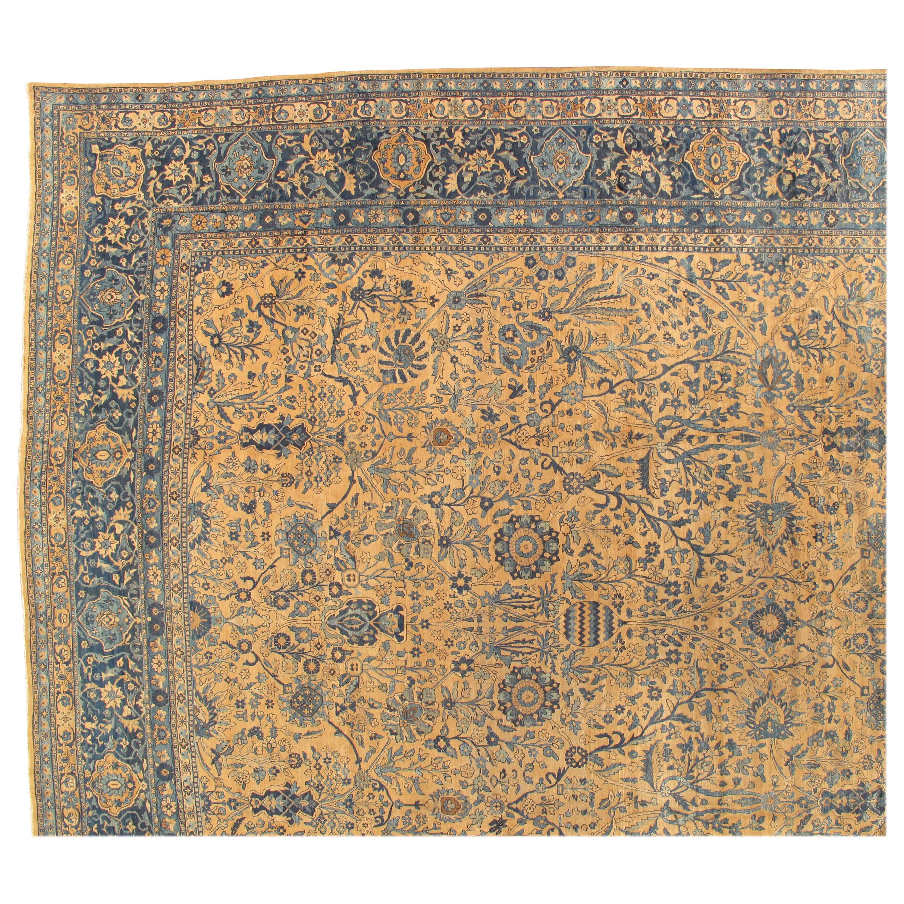 This master crafted Persian Laver Kirman carpet exemplifies the profound understanding of the artistic principles of balance and harmony that make art level antique rugs so inspiring to live with. Indicative of the best classical Persian carpets of