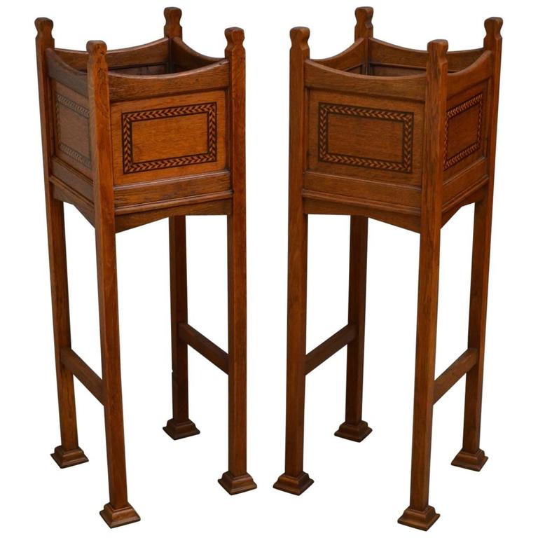 Arts and Crafts Oak Planters at 1stDibs