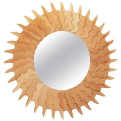 Wood-Framed Mirror by Mario Ceroli, "Il Sole" ‘Mobili Nella Valle’, 1980