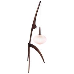 Mid-Century Jean Rispal "Praying Mantis" Floor Lamp in Walnut, France