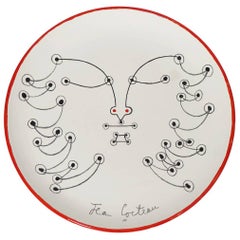 Jean Cocteau Original Ceramic Plate "Génie des Bois", 1962