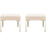 Astor Brass Ottomans in Bone Luxe-Suede by Montage, Pair