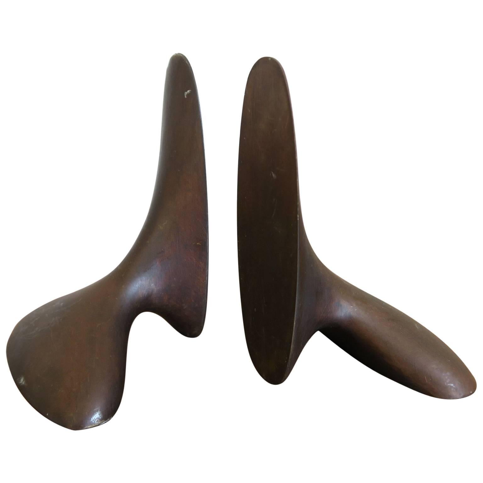 Carl Auböck Vintage Pair Solid Bronze Bookends in Organic Modern Form For Sale