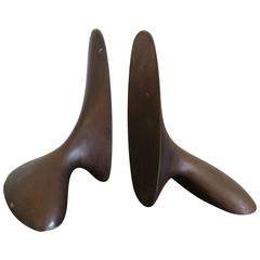 Carl Auböck Vintage Pair Solid Bronze Bookends in Organic Modern Form