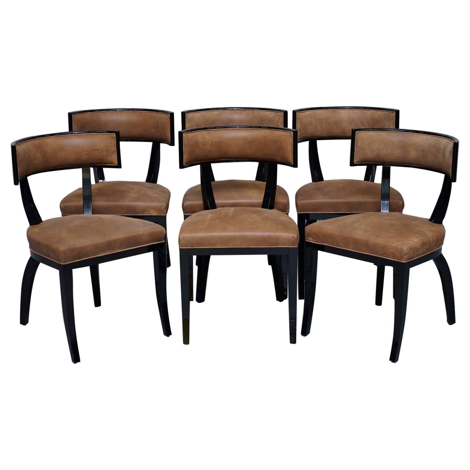 Set of Six New IPE Cavalli Nevella Vertina Italy Dining Chairs Suede Display Use