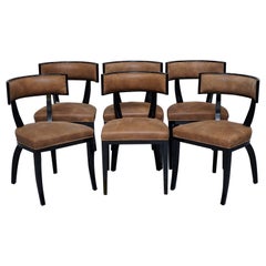 Set of Six New IPE Cavalli Nevella Vertina Italy Dining Chairs Suede Display Use