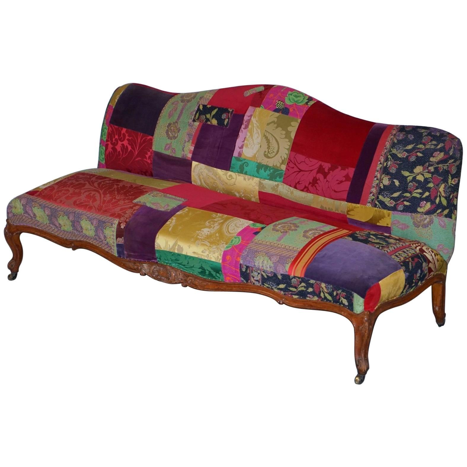 Rare Lisa Whatmough for Liberty London Victorian 1860 Satinwood Patchwork Sofa