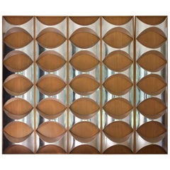 Set of Five Aluminium and Oak Modular Mural Decoration Panels Set of Five Aluminium and Oak Modular Mural Decoration Panels