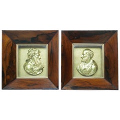 Pair of Gilded Bronze Profile Bust Portraits