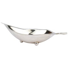 Alfredo Sciarrotta Modernist Mid-Century Sterling Silver Leaf Bowl 2