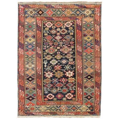 Colorful Antique Kuba Carpet with Intricate Geometric Design