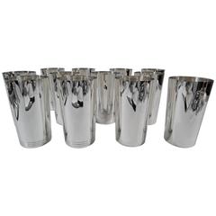 Set of 12 Tiffany Mid-Century Modern Sterling Silver Highballs 1