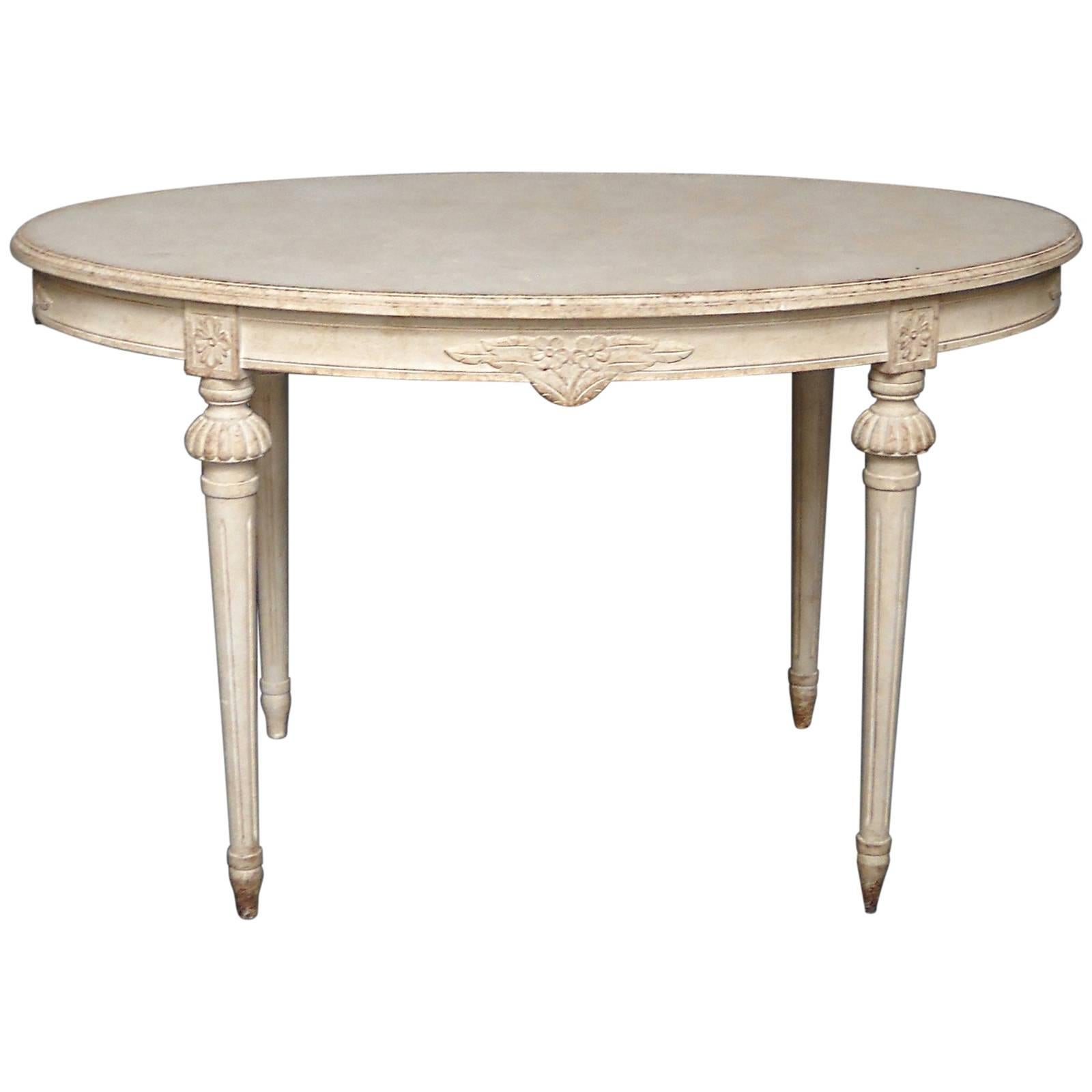 Gustavian Style Table with Floral Carving