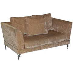 New IPE Cavalli Velvet Sofa Solid Chrome Frame Rare Find Designer Velvet Silk