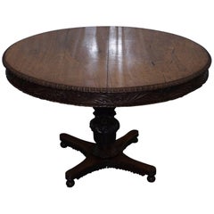 Antique 19th Century Anglo-Indian Hand-Carved Tilt-Top Padouk Breakfast Centre Table