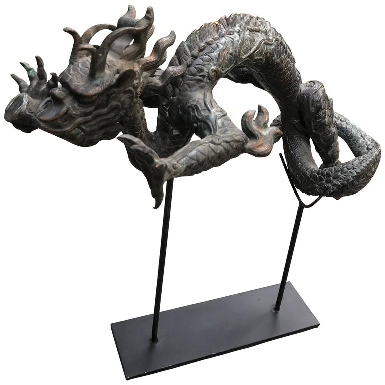 Chinese Antique Imperial "5 Claw" Dragon Bronze Sculpture at 1stDibs