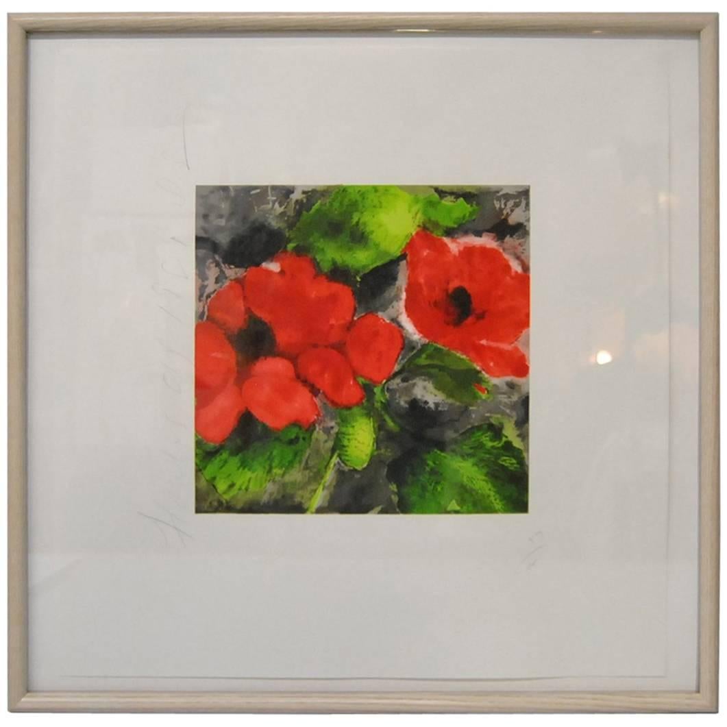Donald Sultan Print "Red Poppies" 1991 Signed and Numbered 59/125