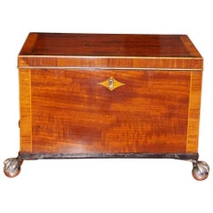 English Regency Mahogany and Tulipwood Inlaid Tea Caddy, Circa 1815