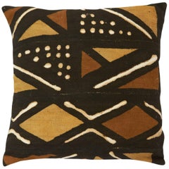 African Mudcloth Pillow with Geometric Tribal Design