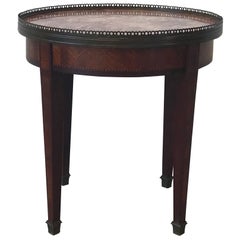 19th Century French Marquetry Guideron Table with Marble Top and Brass Accents