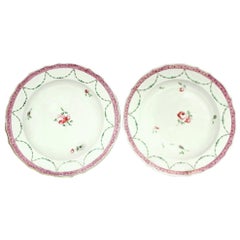 Pair of Used English Chelsea-Derby Porcelain Neoclassical Rim Soup Plates